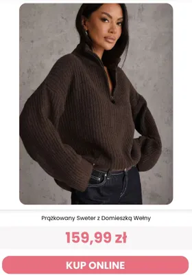 Prążkowany sweter z domieszką wełny Reneé promocja w Renee