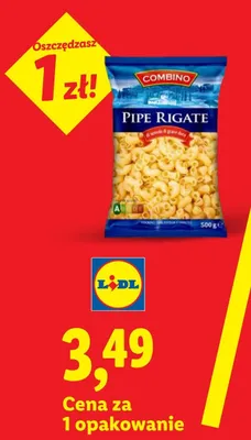 Makaron z pszenicy durum Combino Pipe Rigate promocja w Lidl