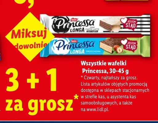 Wafelki Princessa Longa Caffe Latte promocja w Lidl