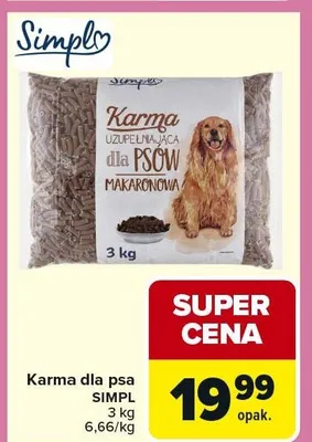 Karma uzupełniająca dla psów makaronowa promocja w Carrefour