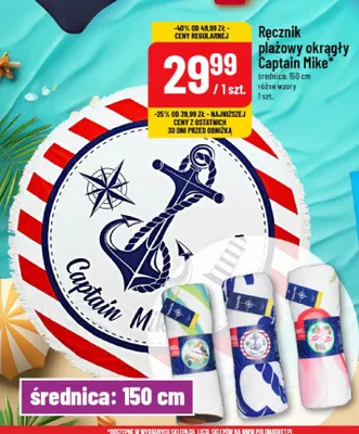 Ręcznik plażowy okrągły Captain Mike promocja w POLOmarket