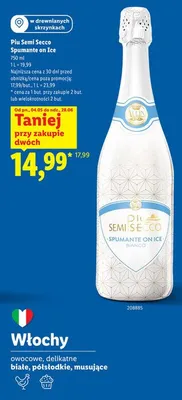 Wino Piu Semi Secco Spumante on Ice Allini promocja w Lidl