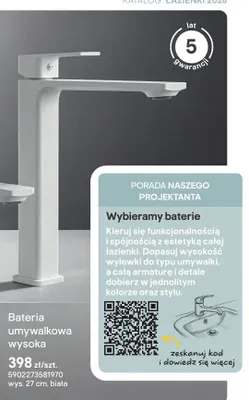 Bateria umywalkowa wysoka Valvex biała promocja w Castorama