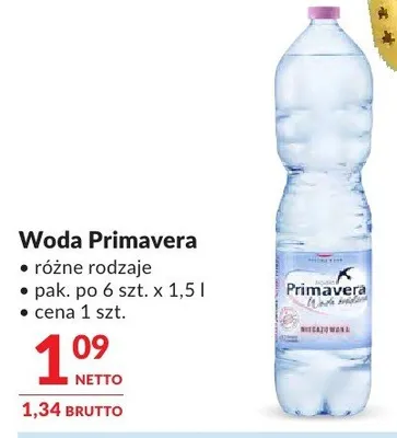 Woda Primavera różne rodzaje promocja w Makro