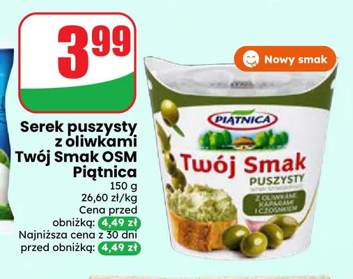 Serek puszysty z oliwkami Twój Smak OSM Piątnica promocja w Dino