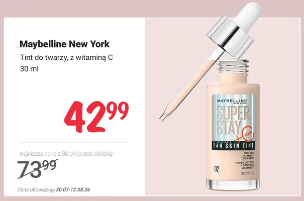Tint do twarzy z witaminą C Maybelline New York promocja w Rossmann