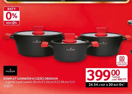 Komplet garnków 6 części Obsidian Zwieger promocja w Selgros