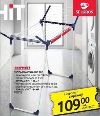 Suszarka Leifheit Pegasus 180 promocja w Selgros