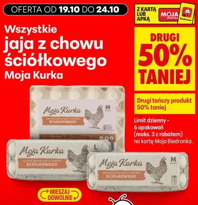 Jajka kurze z chowu ściółkowego Moja Kurka promocja w Biedronka