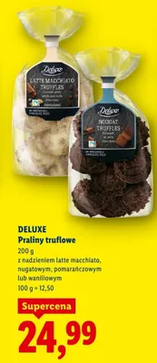 Praliny truflowe z nadzieniem latte macchiato, nugatowym, pomarańczowym lub waniliowym promocja w Lidl