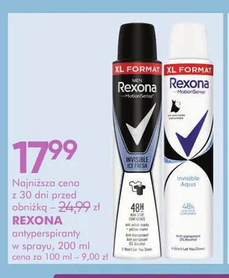 Antyperspirant w sprayu Rexona Invisible Aqua promocja w Super-Pharm