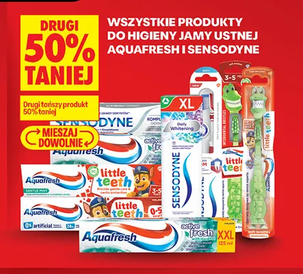 Produkty do higieny jamy ustnej Aquafresh i Sensodyne Biedronka promocja w Biedronka