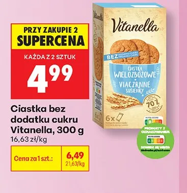 Ciastka bez dodatku cukru Vitanella promocja w Biedronka