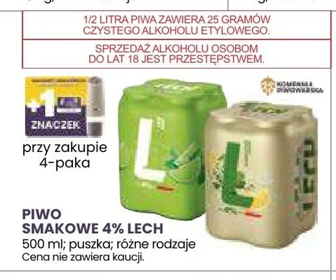 Piwo smakowe 4% Lech promocja w Stokrotka
