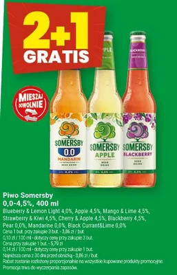 Piwo Somersby 0,0-4,5%, 400ml różne rodzaje promocja w Twój Market