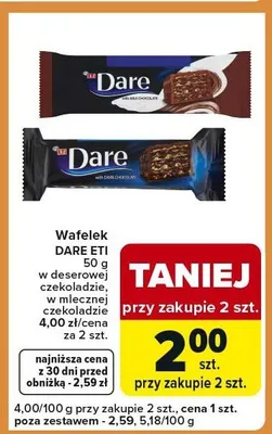 Wafelek w deserowej czekoladzie, w mlecznej czekoladzie promocja w Carrefour Express