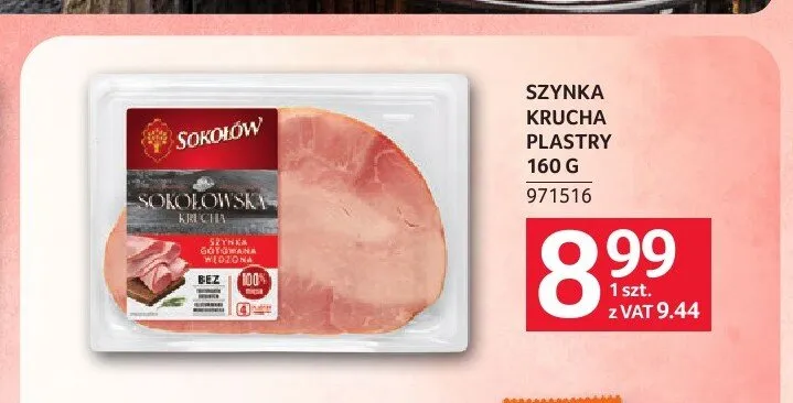 Szynka krucha plastry Sokołów promocja w Selgros