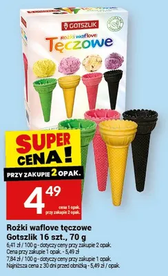 Rożki waflowe tęczowe Gotszlik 16szt. promocja w Twój Market
