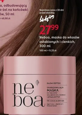 Maska do włosów osłabionych i cienkich Neboa Glow Peptide promocja w Rossmann