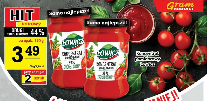 Koncentrat pomidorowy Łowicz 30% promocja w Gram Market