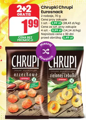 Chrupki kukurydziane orzechowe Chrupi bezglutenowe promocja w Dino