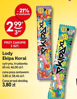 Lody Ekipa truskawka promocja w Żabka