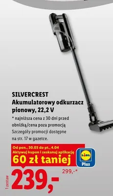 Akumulatorowy odkurzacz pionowy, 22,2 V promocja w Lidl