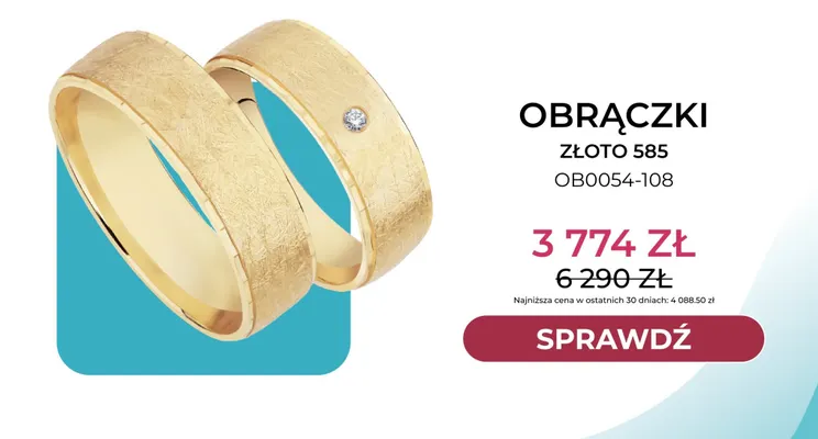 Obrączki złoto 585 OB0054-108 Briju promocja w Briju
