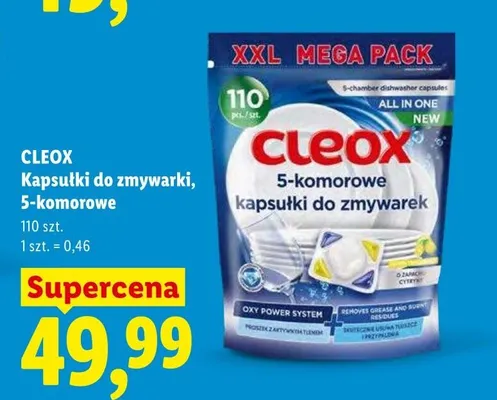 Kapsułki do zmywarki 5-komorowe Cleox All in One promocja w Lidl