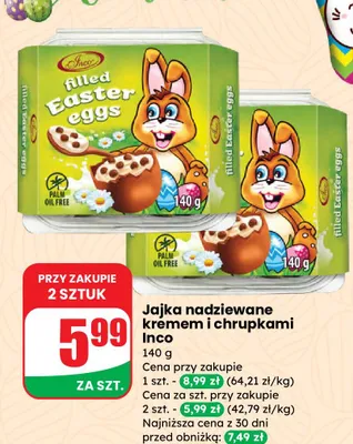 Jajka nadziewane kremem i chrupkami promocja w Dino