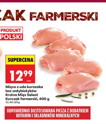 Mięso z uda kurczaka bez antybiotyków Kraina Mięs Select Kurczak farmerski promocja w Biedronka