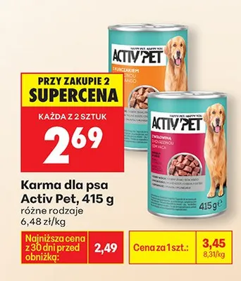 Karma dla psa różne rodzaje Activ Pet promocja w Biedronka