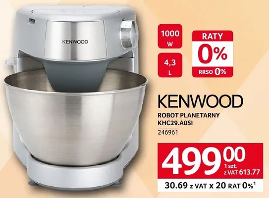 Robot planetarny KENWOOD KHC29.A0SI 1000 W 4,3 L promocja w Selgros
