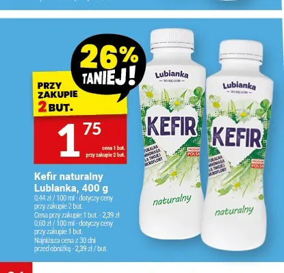 Kefir naturalny Lubianka promocja w Twój Market