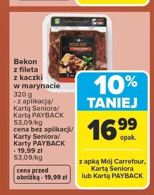 Bekon z fileta z kaczki w marynacie promocja w Carrefour Market