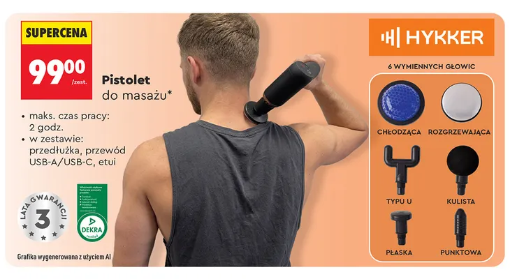 Pistolet do masażu Hykker promocja w Biedronka