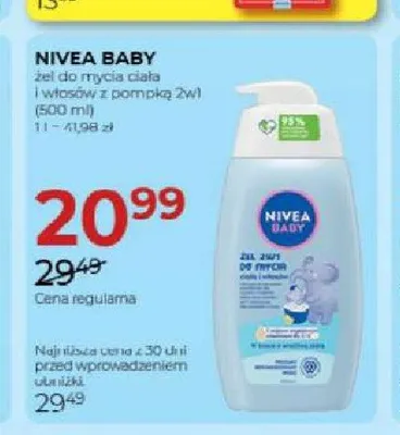Żel do mycia ciała i włosów z pompką Nivea Baby 2w1 promocja w Drogerie Jawa