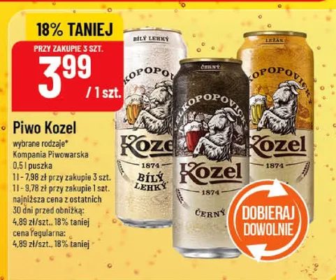 Piwo Kozel wybrane rodzaje promocja w POLOmarket