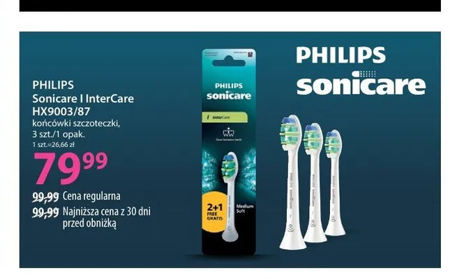 Końcówki do szczoteczki Philips Sonicare InterCare HX9003/87 promocja w Hebe