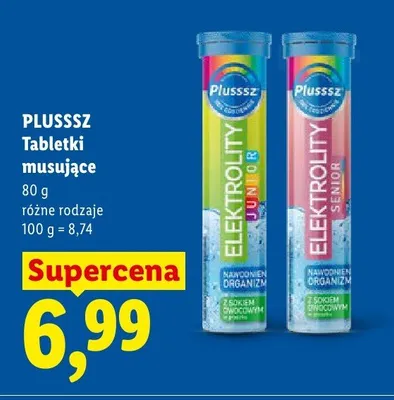 Tabletki musujące Plusssz Elektrolity Senior promocja w Lidl