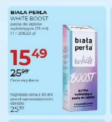 Pasta do zębów wybielająca Biała Perła White Boost promocja w Drogerie Jawa