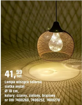 Lampa wisząca solarna siatka metal promocja w OBI