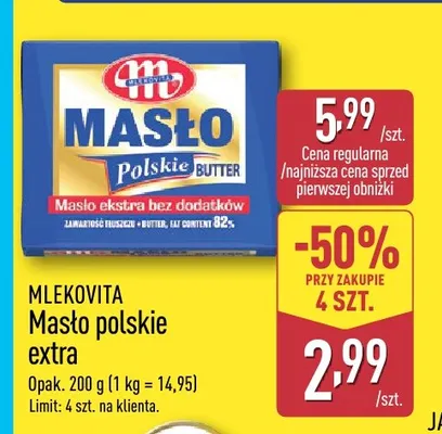 Masło polskie extra Mlekovita promocja w Aldi
