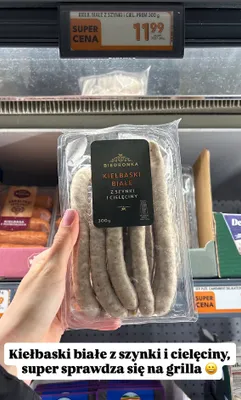 Kiełbaski białe z szynki i cielęciny promocja w Biedronka