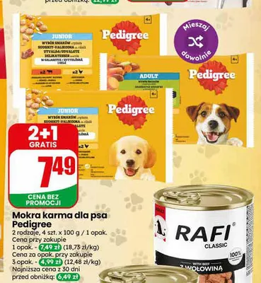 Mokra karma dla psa Junior wybór smaków w sosie Pedigree 4-pak 100g promocja w Dino