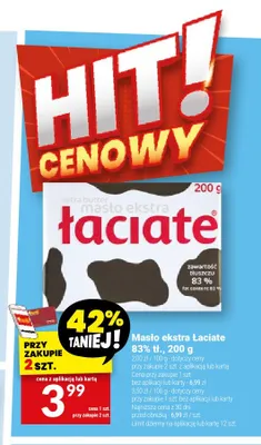 Masło ekstra Łaciate 83% promocja w Twój Market