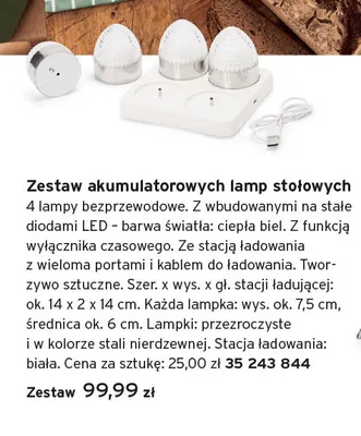 Zestaw akumulatorowych lamp stołowych promocja w Tchibo