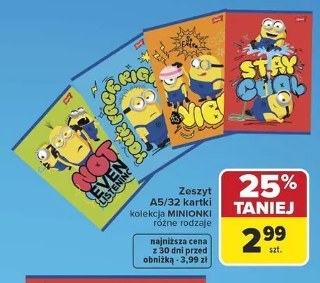 Zeszyt A5 32 kartki Minionki promocja w Carrefour