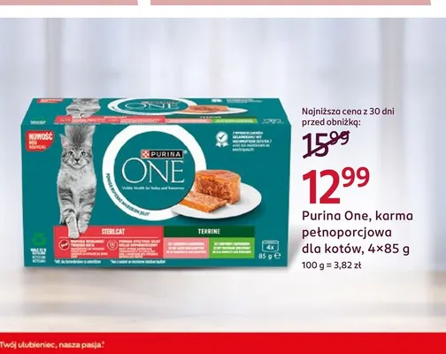 Karma pełnoporcjowa dla kotów Purina One 4-pak promocja w Rossmann