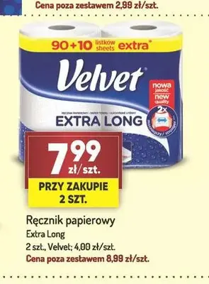 Ręcznik papierowy Extra Long Velvet 2-pak promocja w Avita